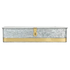 Creative Co-Op Nestable Rectangular Metal Storage Boxes Hasp Lock Silver Set Of