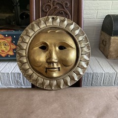 Ceramic Sun Face Wall Plaque Rustic Boho Garden Patio Art Decor