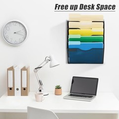 5 Pocket Mesh Hanging Wall File Organizer, Wall Mounted Mail 5 Tier Black