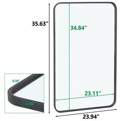 2PCS Rectangular Wall Mirror Bathroom Mirror Black Metal Framed 24″ x 36″