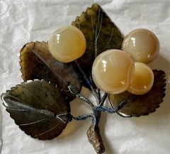 Vintage Stone Grape Cluster Green Beige Blue For Display Crafts For Broach 3×3”