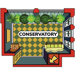 Conservatory Clue Classic Board Game Glasshouse Pavillon Vinyl Home Wall Decal