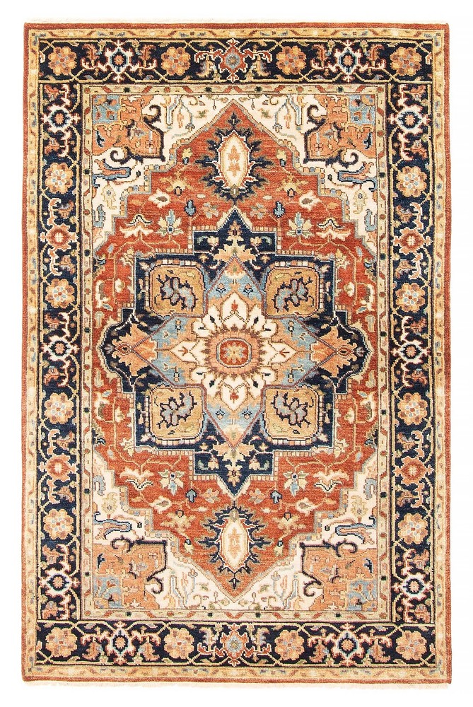 Vintage Hand-Knotted Carpet 3’10» x 5’11» Traditional Oriental Wool Area Rug