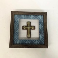Wooden Hanging Christian Wall Art 8×8 inches Rustic Cross Framed Christian Art