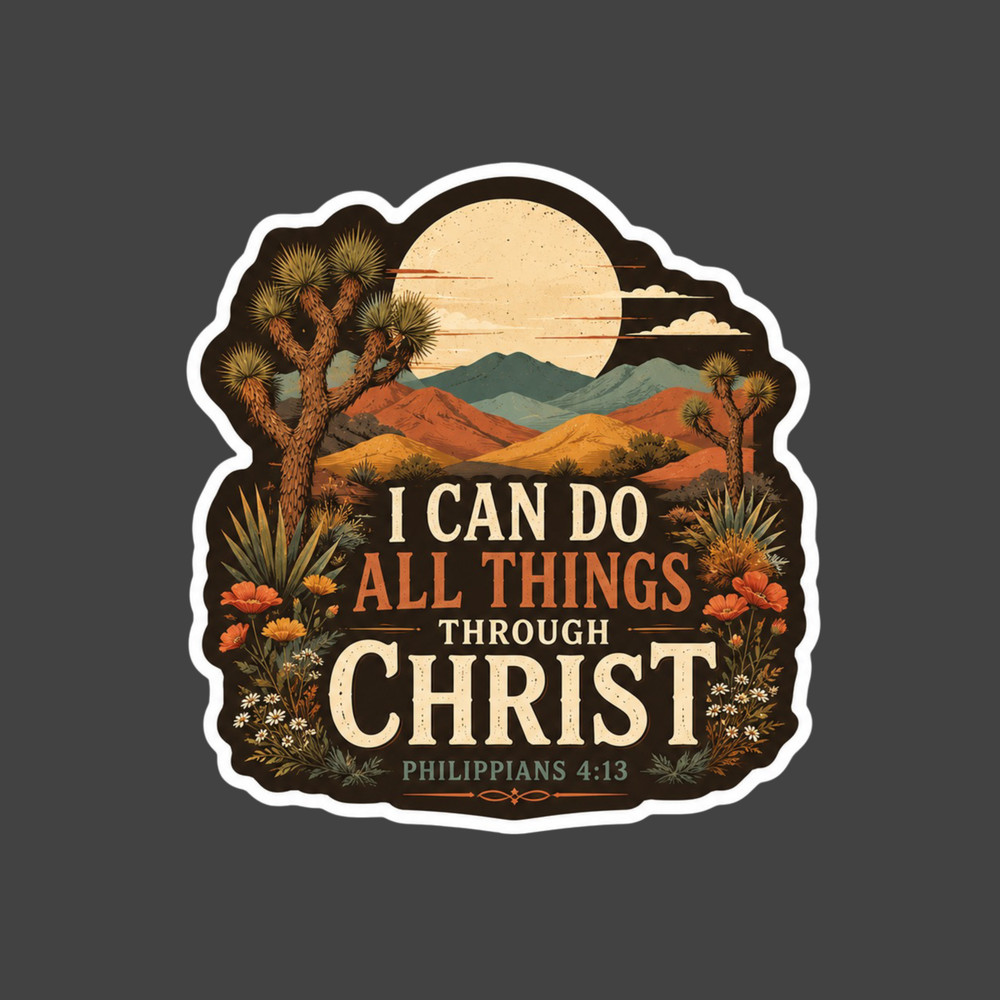 Christian Sticker Vinyl Decal I Can Do All Things Through Christ Desert Faith