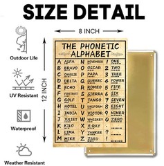 Military Phonetic Metal Tin Sign Alphabet Pilot Knowledge Wall Art Army Sign US