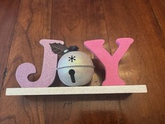 Pink , Purple, & Silver Holiday JOY Sign Girl Christmas Decoration