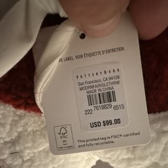Pottery Barn Fair Isle Sherpa Backed Sofa Throw Blanket Red/White 50×60
