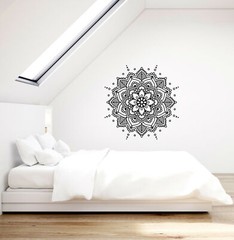 Vinyl Wall Decal Mandala Ornament Lotus Flower Yoga Girl Room Stickers (4041ig)