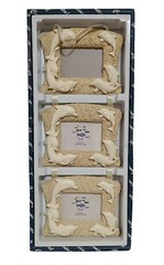 Dolphins Picture Frame 3 Photos 3.5 X 2.5″ Hanging 18″ Long 3D Resin Beach House