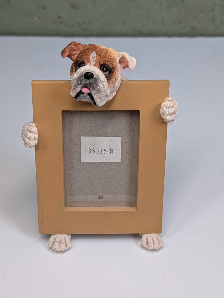 Small E&S Imports Resin Bulldog Dog Picture Frame 3×2″