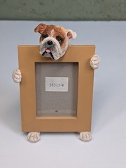 Small E&S Imports Resin Bulldog Dog Picture Frame 3×2″