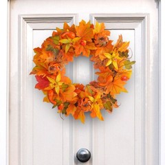 Artificial Seasonal Wreath for Front Door or Porch, Autumn Fall