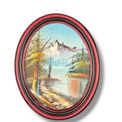 Vintage Four Seasons Impasto Oil Paintings Set 4 Oval Framed Landscape Wall Art