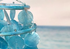 Turquoise Capiz Shell Wind Chime Chandelier (1 Chime approx. 10 x 5 inches)