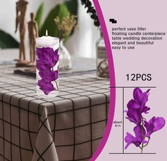 12 Pcs Purple Artificial Orchid Flower for Floating Candle Centerpieces, Faux…