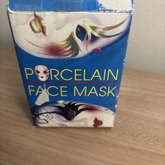 Vintage Mardi Gras Porcelain Bisque Mask with Ribbons 4 1/2″ x 3″ Wall Decor