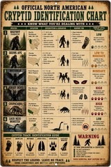 Funny Cryptid Identification Chart 8×12 Metal Sign Bigfoot Mothman Chupacabra