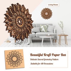 11.8 Inch Sun Wall Decor, Wooden Mandala Wall Art, Hollowed-out Sun Hanging S…