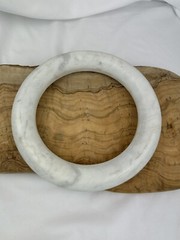 Solid White Marble Decorative Sculptural Ring Modern Minimalist Stone Accent 10”