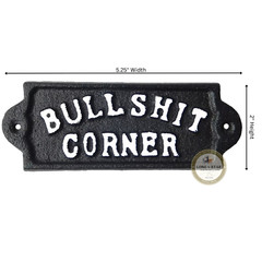 Bullshit Corner Cast Iron Plaque – Vintage-Style Man Cave or Bar Wall Decor