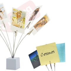 Cube Base Tree Style Memo Card Photo Holder Stand Alligator Clip 8 Branch 5 Pack