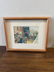 Vintage Framed Wall Art Print of “Letter-Writing» (1912) by Artist Carl Larsson