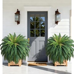 48in 96 Leaves Large Fake Ferns-Set of 2 Artificial Plants Outdoor, UV Resist…