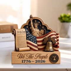 We The People 1776-2026 2D Wooden Plaque, Patriotic American Eagle Decor