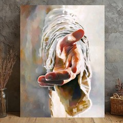 Jesus Reaching Hand Canvas Wall Art Christian Faith Inspirational Decor