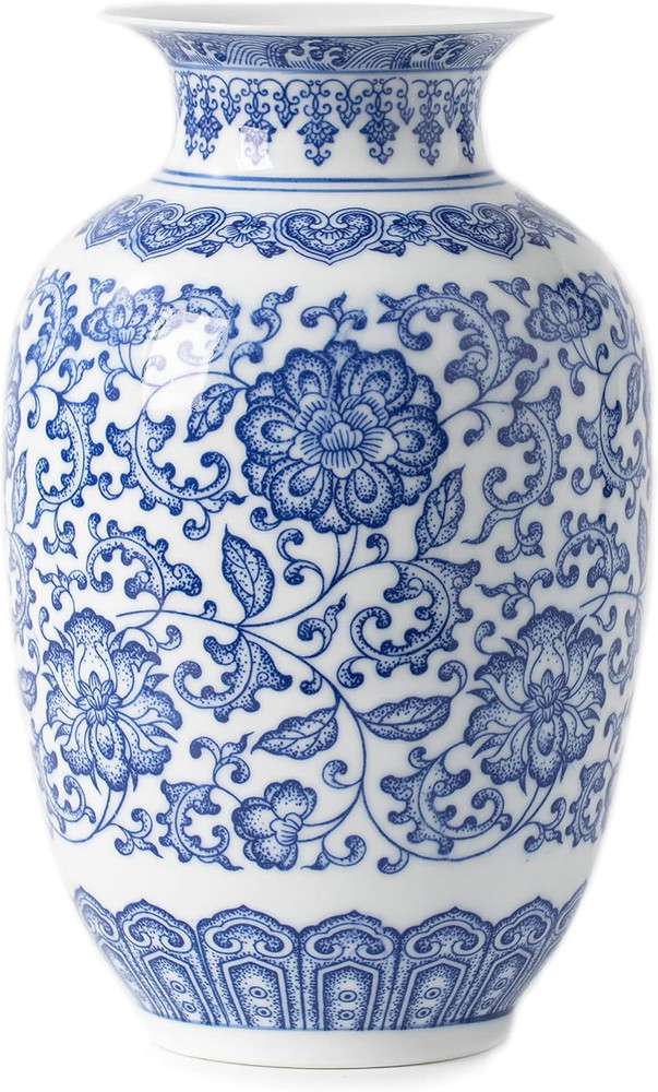 Blue and White Vase, Blue Vases Home Décor, Chinoiserie Vase, Blue and White Por