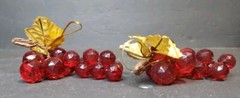 Vintage Acrylic Faceted Set Of 2 Red Grape Cluster Beads 4 Inches
