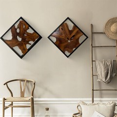 Rustic Teak Wood Wall Decor 17»x 31.5» Farmhouse Live Edge Wall Art Decoration