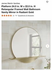 James Martin Platform 24.0 In X 22.0 In Rectangular Frame Radiant Gold Mirror
