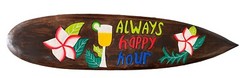 39” ALWAYS HAPPY HOUR FLOWERS TROPICAL SIGN WALL HANGING ART ISLAND HOME DECOR
