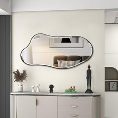Irregular Beveled Mirror, 40″x20″ Premium 40″L x 20″W Black Asymmetrical
