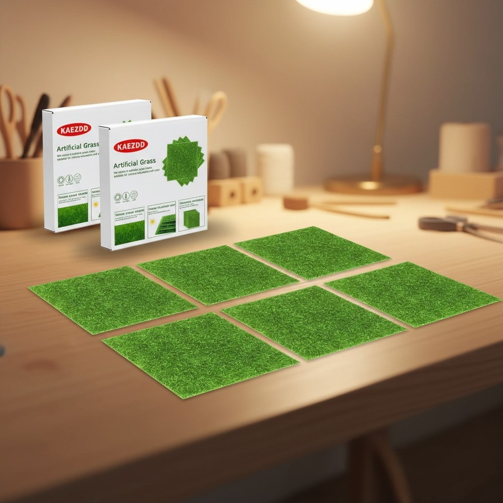 6 x 6 Inch Fake Grass Decor – 8 Pack for Miniature Garden & Crafting Projects