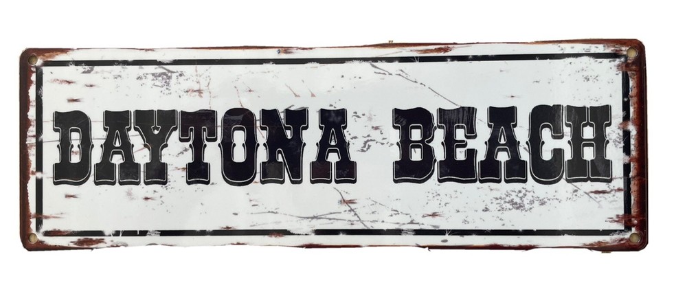 Daytona Beach Florida Speedway Bike Week Harley Davidson Vintage Steel Sign