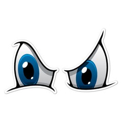 Cartoon Eyes Blue, Vinyl Decal Sticker, Indoor Outdoor, 3 Sizes, #8926