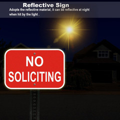 2 Pack No Soliciting Sign, Heavy Duty Aluminum, 12 X 8 Inches, Red and White, fo