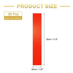30 Pcs Striped Mirror Stickers, 1.97» x 11.8» Mirror Wall Stickers, Red