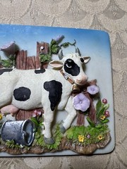Vintage Ceramic 3D «Milk Cow» Wall Hanging Plaque – 4.75 Inches x 5.75 Inches