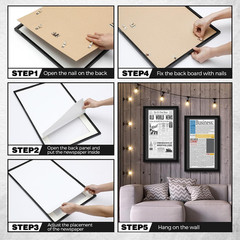 14×24 Newspaper Frame with Mat for 11×22 Articles, 6 Pack, Black