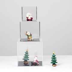 Clear Acrylic Display Box 3x3x3in Dustproof Collector Cube Removable Countertop