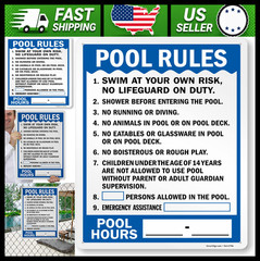 SmartSign Pool Rules Pool Hours Write-On Metal Sign 24 x 18 in