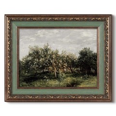 Vintage Gold Framed Wall Art, Impressionist Orchard Blossom Trees Oil Texture…