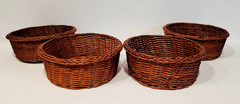 Vintage Set Of 4 Wicker Bowls Basket Planters Feeders Country Home Décor 6″x2″