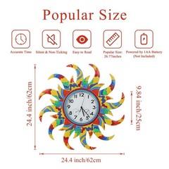 HOBYLUBY 24 Inch Outdoor Clock Silent Non-Ticking, Outdoor Wall Clock with Th…