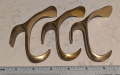 3 MCM Denmark Solid Brass Coat Hat Rack Hooks Parts Frem Rojle Aubock