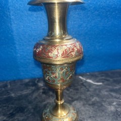 Hand Crafted Kashmiri Pattern Brass Flower Vase 17 cm